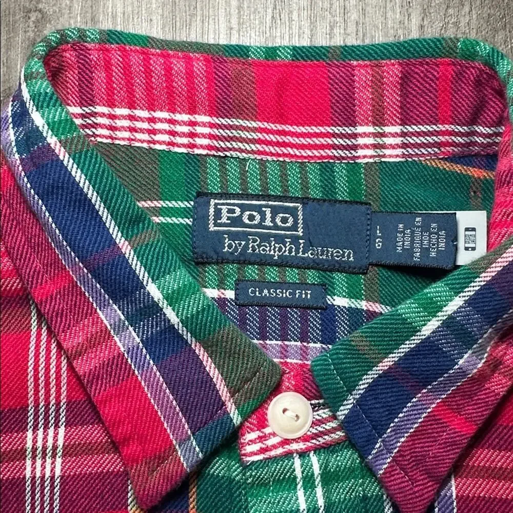Polo by Ralph Lauren Classic Fit Flannel Plaid Long Sleeve Button Down - Large